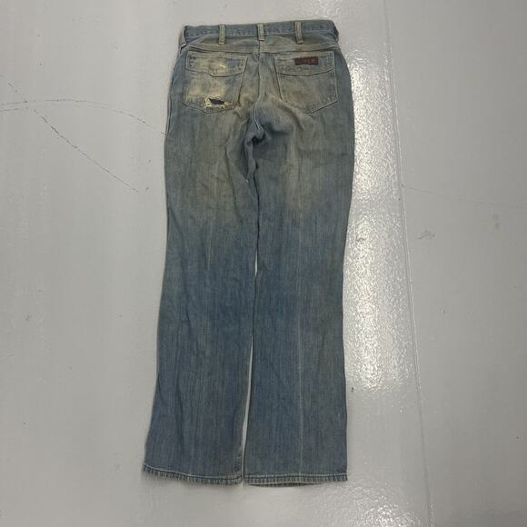 Vintage 70s Wrangler Blue Western Straight Leg Jeans 29x30 - Picture 3 of 6